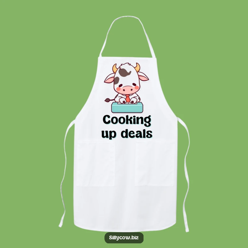 Funny Cow Chef Apron: Hilarious Cartoon Cow in Tie, Perfect Kitchen Gift
