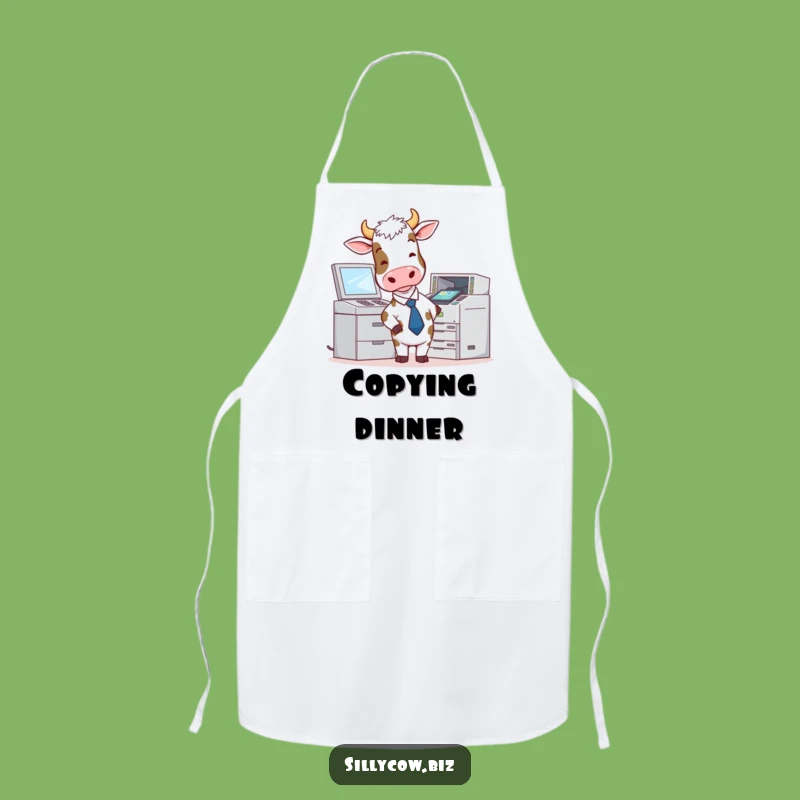 Funny Cow Tie Copier Apron - Hilarious Kitchen Gift for Office Humor
