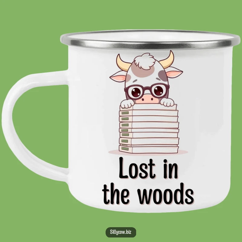 Funny Cow Adventure Mug: Silly Cow in Glasses, Files, Outdoor Bookworm Gift