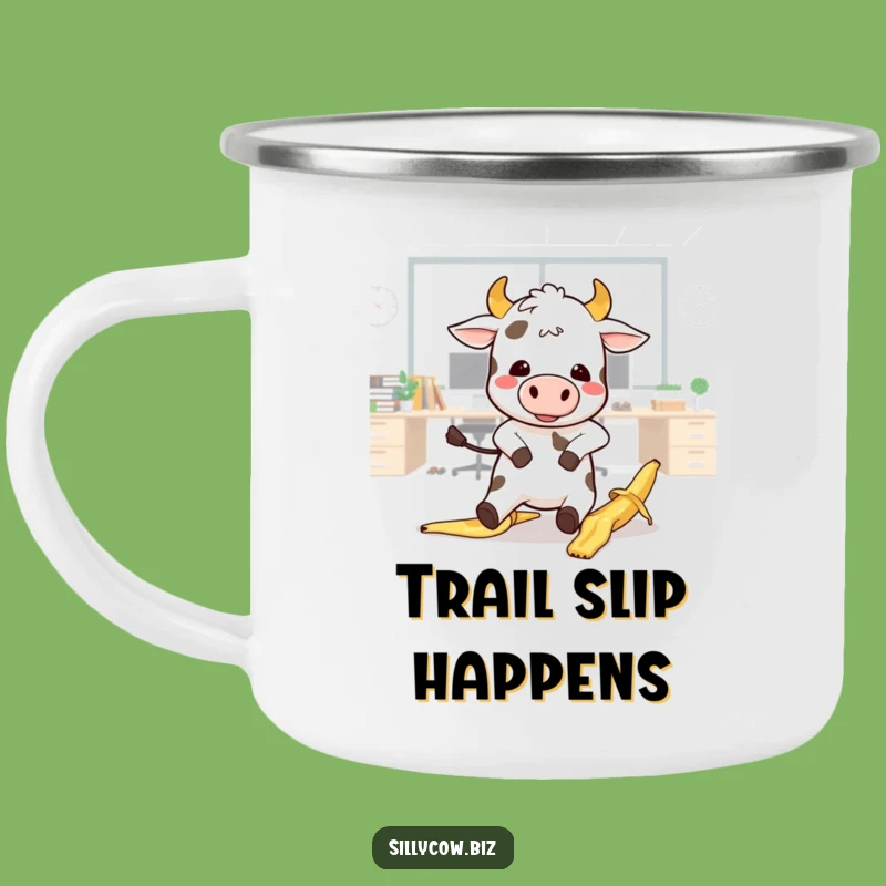Funny Kawaii Cow Slip Camping Mug - Durable & Hilarious Outdoor Gift