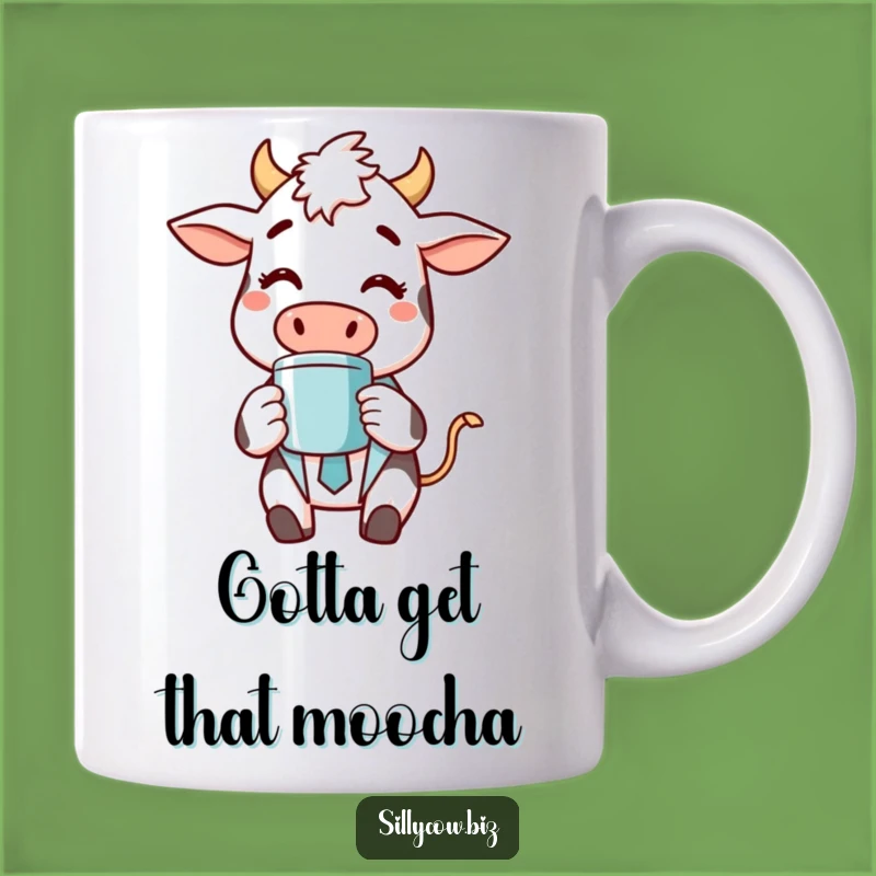 Funny Cow Business Mug: Cheerful Cow in Suit Sipping Coffee, Perfect Office Gift