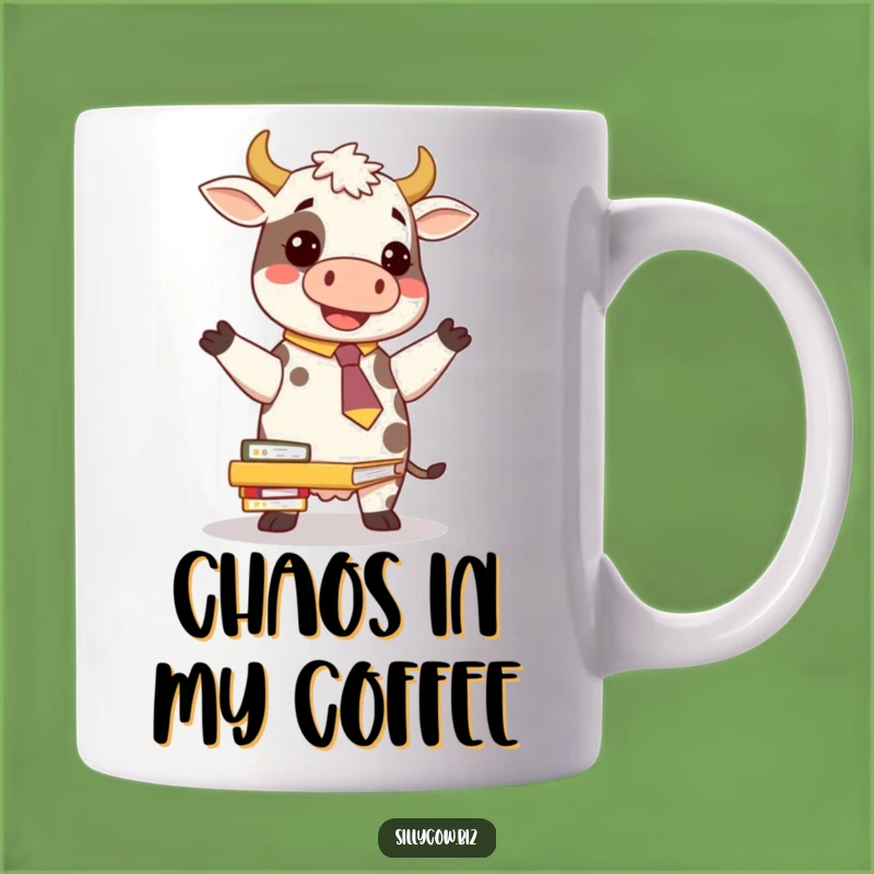 Funny Cow Tie Mug: A Hilarious Office Struggle Gift!