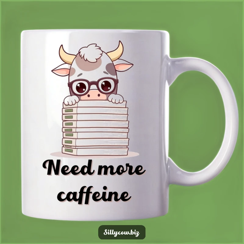 Funny Cow Librarian Mug: Silly Cow in Glasses, Files, Perfect Book Lover Gift