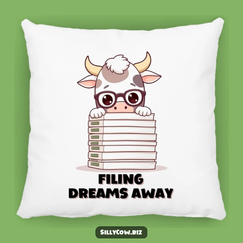 Funny Cow Comfort Pillow: Silly Cow in Glasses, Files, Cozy & Hilarious Gift