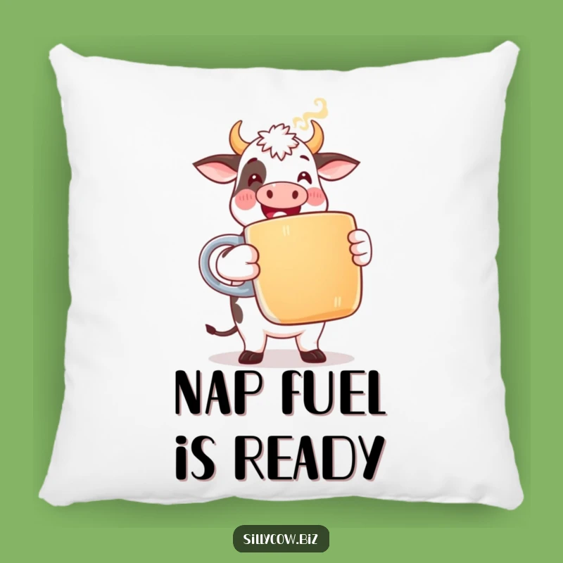 Cozy Funny Cow Pillow: Coffee Lover Cushion, Comfy Humorous Gift!
