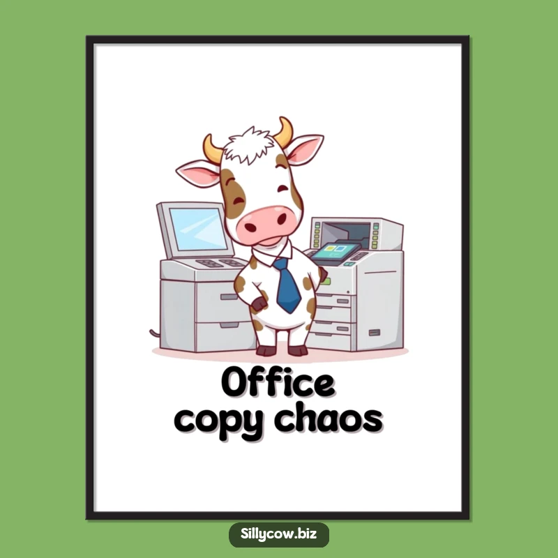 Funny Cow Tie Copier Digital Art - Hilarious Office Decor Gift