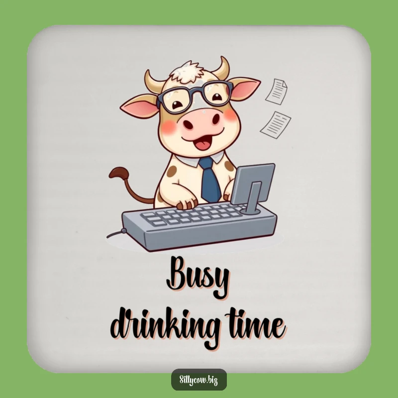 Funny Cow Office Coaster Set: Protect Surfaces with Cute Cow Art!
