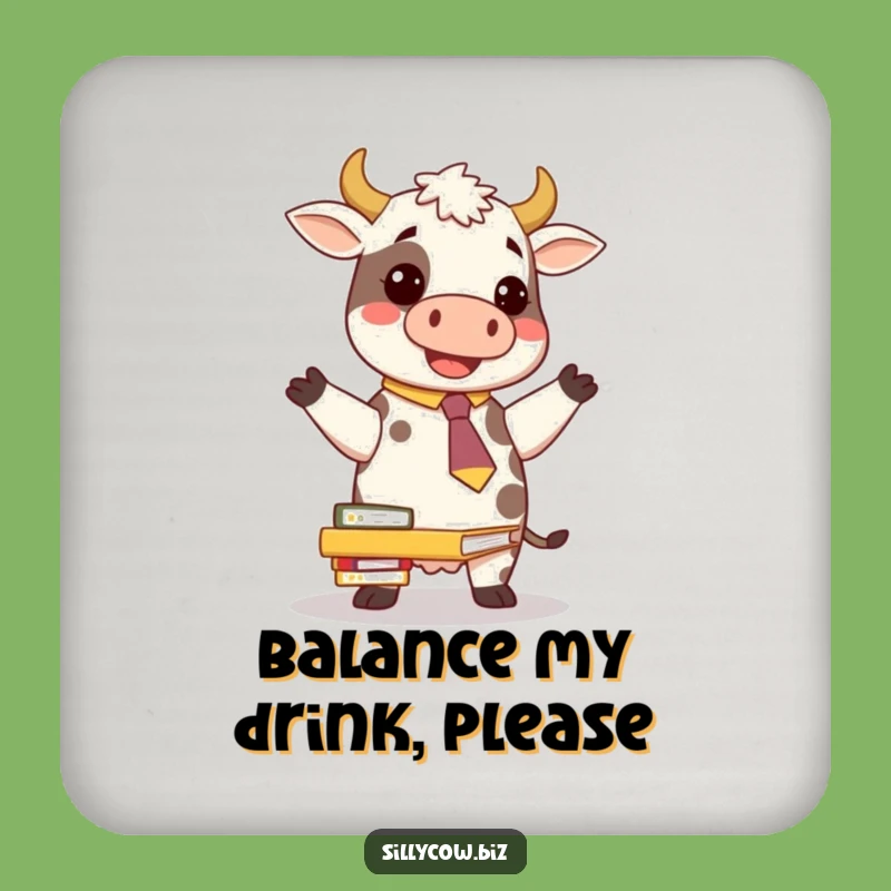 Funny Cow Tie Coaster Set: Protect Surfaces with Office Humor!