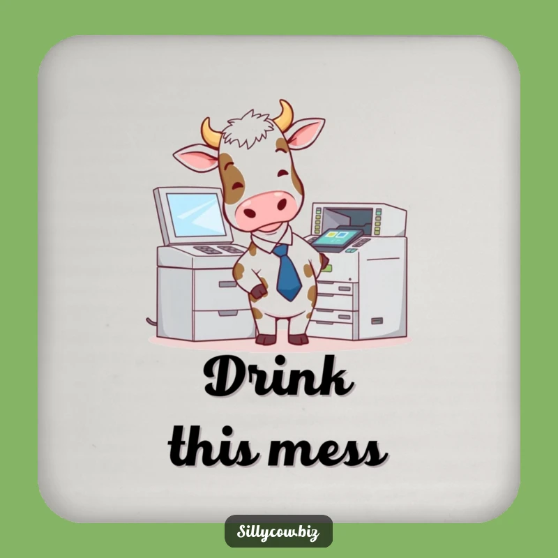 Funny Cow Tie Copier Coaster - Hilarious Protection for Drinks