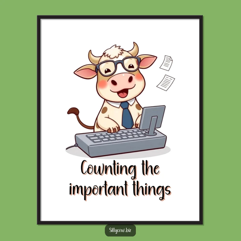 Free Printable Cow Typing Wall Art: Funny Office Decor Gift