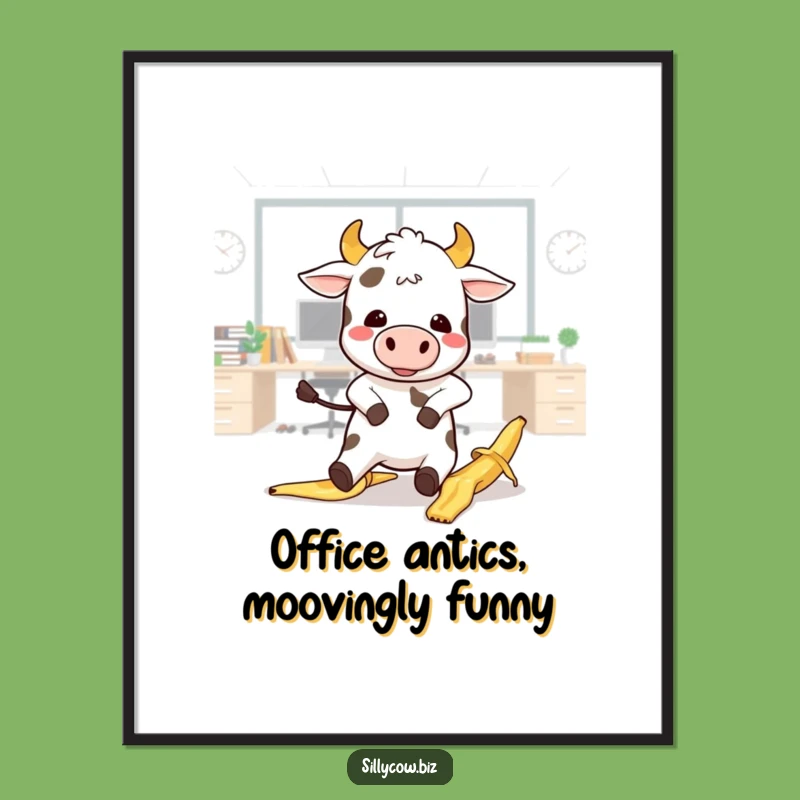 Funny Free Printable Wall Art: Cow Banana Peel Slip Downloadable Decor