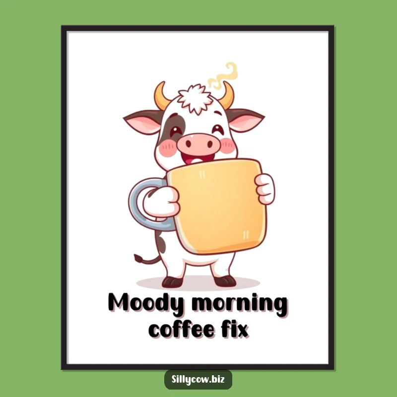 Free Printable Cow Coffee Wall Art: Funny Office Decor Gift