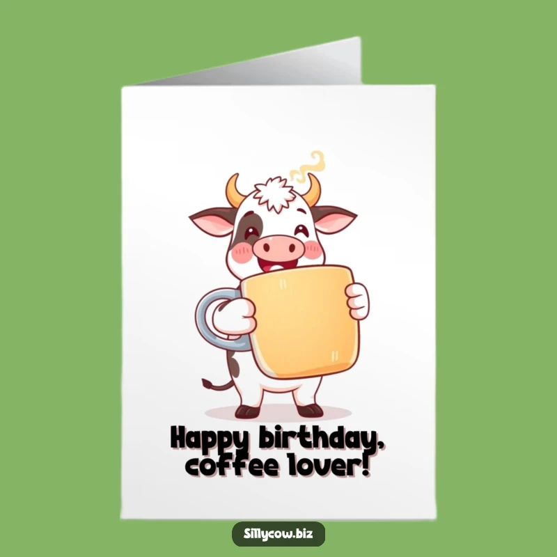 Free Printable Cow Coffee Birthday Card: Funny Office Gift