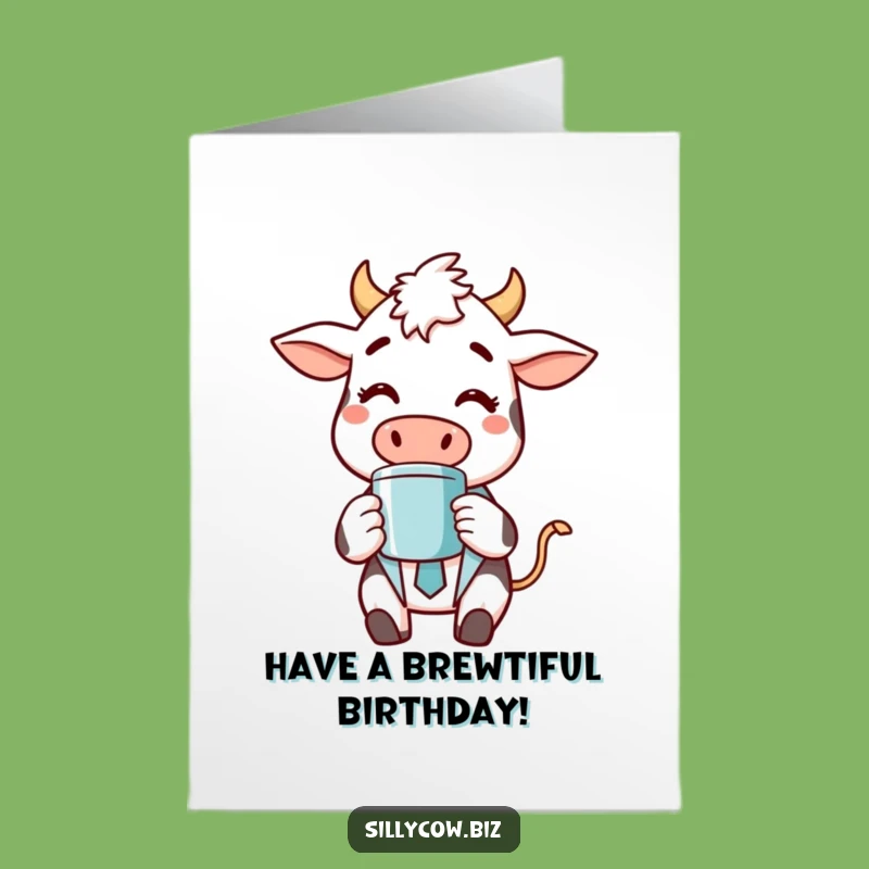 Free Printable Cow Birthday Card: Funny Coffee Lover Gift Downloadable