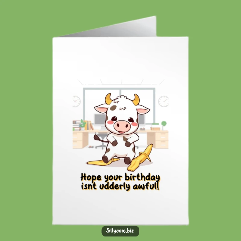 Free Printable Birthday Card: Funny Cow Slip Downloadable Gift