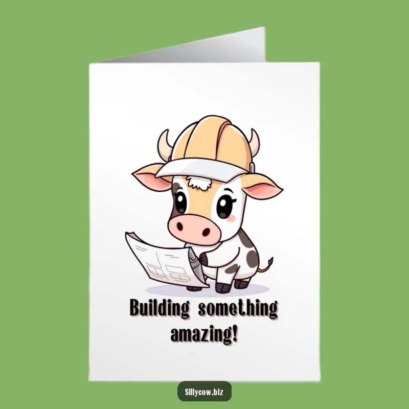 Free Printable Congrats Card: Cow Architect Downloadable Gift