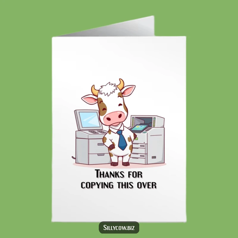 Free Printable Thank You Card: Cow Copier Woes Downloadable Gift