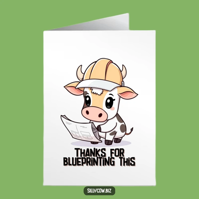 Free Printable Thank You Card: Cow Blueprint Thanks Downloadable Gift