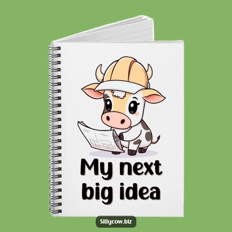 Funny Cow Hard Hat Blueprints Notebook - Hilarious Journal Gift