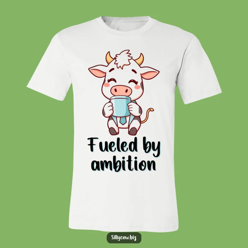 Funny Cow CEO T-Shirt: Cheerful Cow in Suit, Sipping Coffee, Hilarious Gift